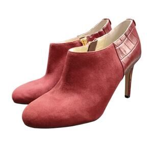 Michael Kors Sammy Embossed Leather & Suede Ankle Boot Merlot Size 6M